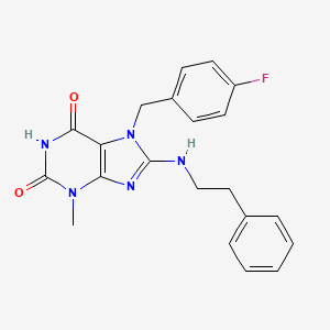 molecular formula C21H20FN5O2 B7789336 7-(4-Fluoro-benzyl)-3-methyl-8-phenethylamino-3,7-dihydro-purine-2,6-dione 