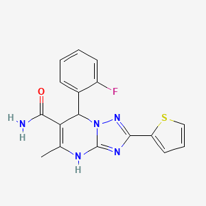 molecular formula C17H14FN5OS B7789341 7-(2-Fluorophenyl)-5-methyl-2-thiophen-2-yl-4,7-dihydro-[1,2,4]triazolo[1,5-a]pyrimidine-6-carboxamide 