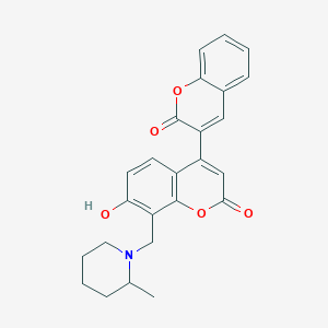 molecular formula C25H23NO5 B7789384 7'-hydroxy-8'-[(2-methylpiperidin-1-yl)methyl]-2H,2'H-3,4'-bichromene-2,2'-dione 