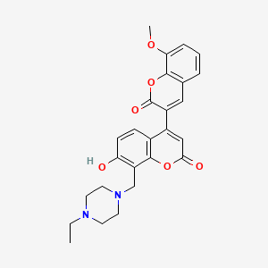 molecular formula C26H26N2O6 B7789391 8'-[(4-ethylpiperazin-1-yl)methyl]-7'-hydroxy-8-methoxy-2H,2'H-3,4'-bichromene-2,2'-dione 