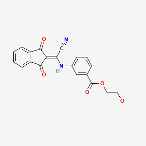 molecular formula C21H16N2O5 B7789470 2-methoxyethyl 3-[[cyano-(1,3-dioxoinden-2-ylidene)methyl]amino]benzoate 