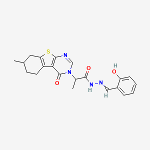 N-[(2-hydroxyphenyl)methylideneamino]-2-(7-methyl-4-oxo-5,6,7,8-tetrahydro-[1]benzothiolo[2,3-d]pyrimidin-3-yl)propanamide