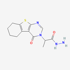 molecular formula C13H16N4O2S B7789525 2-{4-Oxo-3H,4H,5H,6H,7H,8H-pyrimido[4,5-b]benzothiophen-3-yl}propanehydrazide 