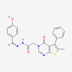 N-[(Z)-(4-hydroxyphenyl)methylideneamino]-2-(6-methyl-4-oxo-5-phenylthieno[2,3-d]pyrimidin-3-yl)acetamide