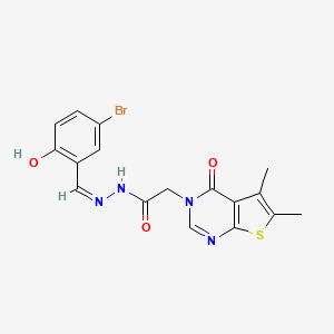 molecular formula C17H15BrN4O3S B7789604 N-[(Z)-(5-bromo-2-hydroxyphenyl)methylideneamino]-2-(5,6-dimethyl-4-oxothieno[2,3-d]pyrimidin-3-yl)acetamide 