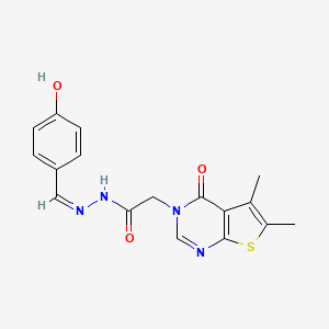 molecular formula C17H16N4O3S B7789612 2-(5,6-dimethyl-4-oxothieno[2,3-d]pyrimidin-3-yl)-N-[(Z)-(4-hydroxyphenyl)methylideneamino]acetamide 