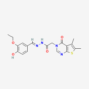 molecular formula C19H20N4O4S B7789621 2-(5,6-dimethyl-4-oxothieno[2,3-d]pyrimidin-3-yl)-N-[(E)-(3-ethoxy-4-hydroxyphenyl)methylideneamino]acetamide 