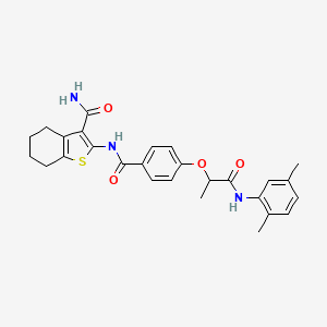 2-[[4-[1-(2,5-Dimethylanilino)-1-oxopropan-2-yl]oxybenzoyl]amino]-4,5,6,7-tetrahydro-1-benzothiophene-3-carboxamide