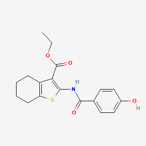 molecular formula C18H19NO4S B7789637 Ethyl 2-{[(4-hydroxyphenyl)carbonyl]amino}-4,5,6,7-tetrahydro-1-benzothiophene-3-carboxylate 