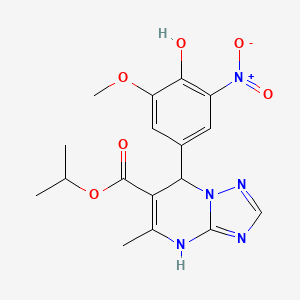 molecular formula C17H19N5O6 B7789700 Propan-2-yl 7-(4-hydroxy-3-methoxy-5-nitrophenyl)-5-methyl-4,7-dihydro-[1,2,4]triazolo[1,5-a]pyrimidine-6-carboxylate 