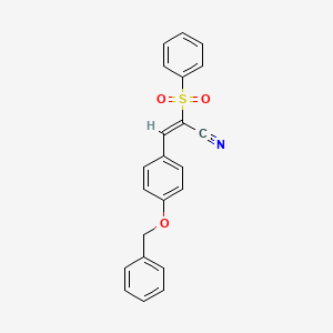 (E)-2-(benzenesulfonyl)-3-(4-phenylmethoxyphenyl)prop-2-enenitrile