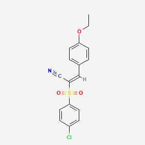(E)-2-(4-chlorophenyl)sulfonyl-3-(4-ethoxyphenyl)prop-2-enenitrile