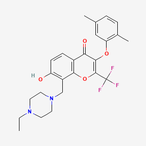 molecular formula C25H27F3N2O4 B7789735 3-(2,5-Dimethylphenoxy)-8-[(4-ethylpiperazin-1-yl)methyl]-7-hydroxy-2-(trifluoromethyl)chromen-4-one 
