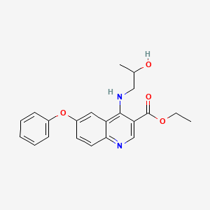 molecular formula C21H22N2O4 B7789755 Ethyl 4-(2-hydroxypropylamino)-6-phenoxyquinoline-3-carboxylate 
