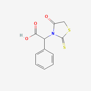 molecular formula C11H9NO3S2 B7789759 2-(4-Oxo-2-thioxothiazolidin-3-yl)-2-phenylacetic acid 