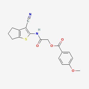molecular formula C18H16N2O4S B7789784 [2-[(3-cyano-5,6-dihydro-4H-cyclopenta[b]thiophen-2-yl)amino]-2-oxoethyl] 4-methoxybenzoate 