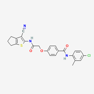 N-(4-chloro-2-methylphenyl)-4-[2-[(3-cyano-5,6-dihydro-4H-cyclopenta[b]thiophen-2-yl)amino]-2-oxoethoxy]benzamide