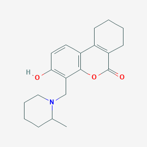 molecular formula C20H25NO3 B7789799 3-Hydroxy-4-[(2-methylpiperidin-1-yl)methyl]-7,8,9,10-tetrahydrobenzo[c]chromen-6-one 