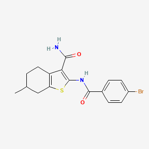 molecular formula C17H17BrN2O2S B7789850 2-[(4-Bromobenzoyl)amino]-6-methyl-4,5,6,7-tetrahydro-1-benzothiophene-3-carboxamide 