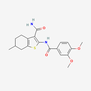 molecular formula C19H22N2O4S B7789867 2-[(3,4-Dimethoxybenzoyl)amino]-6-methyl-4,5,6,7-tetrahydro-1-benzothiophene-3-carboxamide 