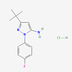 molecular formula C13H17ClFN3 B7790083 5-Tert-butyl-2-(4-fluorophenyl)pyrazol-3-amine;hydrochloride 