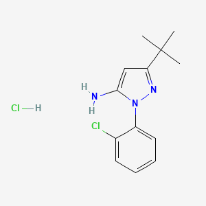 molecular formula C13H17Cl2N3 B7790093 5-Tert-butyl-2-(2-chlorophenyl)pyrazol-3-amine;hydrochloride 