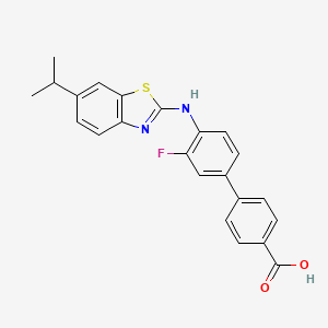 molecular formula C23H19FN2O2S B7790118 4-[3-Fluoro-4-[(6-propan-2-yl-1,3-benzothiazol-2-yl)amino]phenyl]benzoic acid 