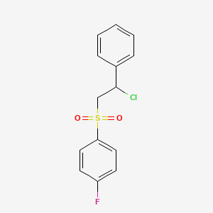 molecular formula C14H12ClFO2S B7790134 Benzene,1-[(2-chloro-2-phenylethyl)sulfonyl]-4-fluoro- CAS No. 30158-44-2