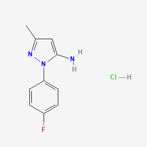 molecular formula C10H11ClFN3 B7790174 2-(4-Fluorophenyl)-5-methylpyrazol-3-amine;hydrochloride 