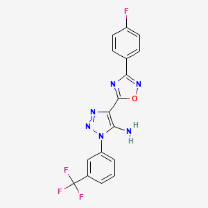 molecular formula C17H10F4N6O B7790207 4-[3-(4-fluorophenyl)-1,2,4-oxadiazol-5-yl]-1-[3-(trifluoromethyl)phenyl]-1H-1,2,3-triazol-5-amine 