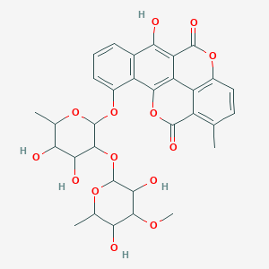 molecular formula C32H32O14 B7790287 Benzo(h)(1)benzopyrano(5,4,3-cde)(1)benzopyran-5,12-dione, 10-((6-deoxy-2-O-(6-deoxy-3-O-methyl-alpha-D-galactopyranosyl)-beta-D-galactopyranosyl)oxy)-6-hydroxy-1-methyl- 