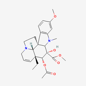 molecular formula C25H32N2O6 B7790414 methyl (1R,10S,11R,12R,19R)-11-acetyloxy-12-ethyl-10-hydroxy-5-methoxy-8-methyl-8,16-diazapentacyclo[10.6.1.01,9.02,7.016,19]nonadeca-2(7),3,5,13-tetraene-10-carboxylate 
