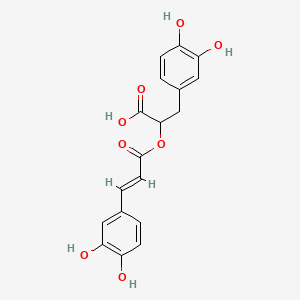 molecular formula C18H16O8 B7790426 Benzenepropanoic acid, alpha-((3-(3,4-dihydroxyphenyl)-1-oxo-2-propenyl)oxy)-3,4-dihydroxy- 