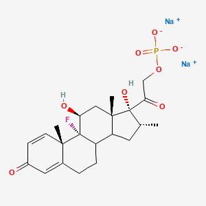molecular formula C22H28FNa2O8P B7790632 Pregna-1,4-diene-3,20-dione, 9-fluoro-11beta,17,21-trihydroxy-16alpha-methyl-, 21-(dihydrogen phosphate) disodium salt 