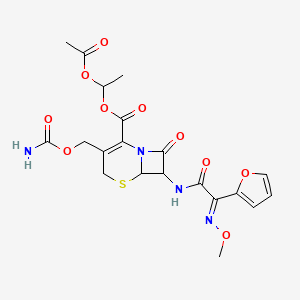 molecular formula C20H22N4O10S B7790884 1-acetyloxyethyl (6R,7R)-3-(carbamoyloxymethyl)-7-[[2-(furan-2-yl)-2-methoxyiminoacetyl]amino]-8-oxo-5-thia-1-azabicyclo[4.2.0]oct-2-ene-2-carboxylate 