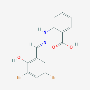 molecular formula C14H10Br2N2O3 B7791211 2-[(2E)-2-(3,5-dibromo-2-hydroxybenzylidene)hydrazino]benzoic acid 