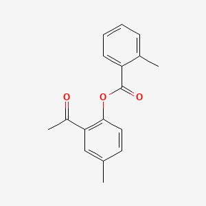 molecular formula C17H16O3 B7791228 Benzoic acid, 2-methyl-, 2-acetyl-4-methylphenyl ester CAS No. 88951-99-9