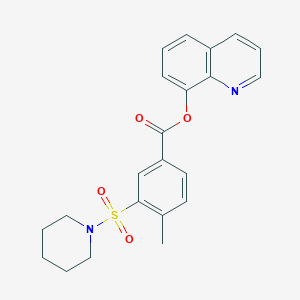 molecular formula C22H22N2O4S B7791270 Quinolin-8-yl 4-methyl-3-(piperidin-1-ylsulfonyl)benzoate CAS No. 312606-87-4