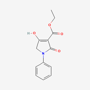 molecular formula C13H13NO4 B7791328 ethyl 3-hydroxy-5-oxo-1-phenyl-2H-pyrrole-4-carboxylate 