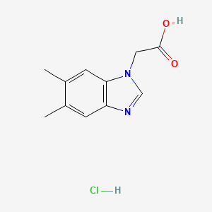 molecular formula C11H13ClN2O2 B7791511 2-(5,6-dimethyl-1H-1,3-benzodiazol-1-yl)acetic acid hydrochloride 