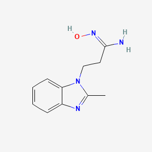 molecular formula C11H14N4O B7791521 1-(Hydroxyimino)-3-(2-methylbenzimidazolyl)propylamine 