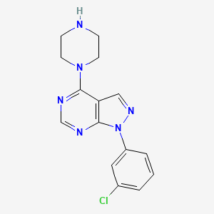 molecular formula C15H15ClN6 B7791783 1-[1-(3-chlorophenyl)-1H-pyrazolo[3,4-d]pyrimidin-4-yl]piperazine 