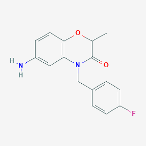 molecular formula C16H15FN2O2 B7791791 6-amino-4-[(4-fluorophenyl)methyl]-2-methyl-3,4-dihydro-2H-1,4-benzoxazin-3-one 