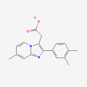 molecular formula C18H18N2O2 B7791891 2-[2-(3,4-Dimethylphenyl)-7-methylimidazo[1,2-a]pyridin-3-yl]aceticacid 