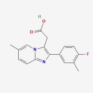 molecular formula C17H15FN2O2 B7791895 2-[2-(4-Fluoro-3-methylphenyl)-6-methylimidazo[1,2-a]pyridin-3-yl]acetic acid 