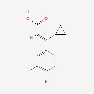 molecular formula C13H13FO2 B7791968 (2E)-3-cyclopropyl-3-(4-fluoro-3-methylphenyl)prop-2-enoicacid 