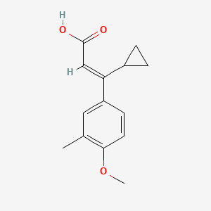 molecular formula C14H16O3 B7791975 (2E)-3-cyclopropyl-3-(4-methoxy-3-methylphenyl)prop-2-enoic acid 