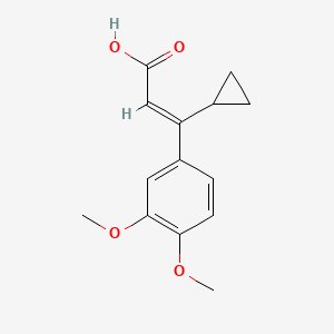 molecular formula C14H16O4 B7791977 (2E)-3-cyclopropyl-3-(3,4-dimethoxyphenyl)prop-2-enoic acid 