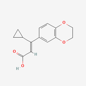 molecular formula C14H14O4 B7791978 (2E)-3-cyclopropyl-3-(2,3-dihydro-1,4-benzodioxin-6-yl)prop-2-enoicacid 