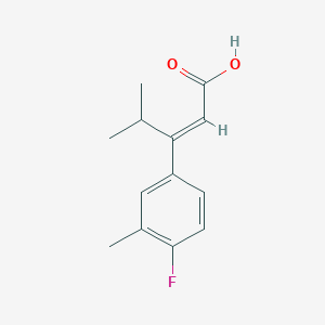 molecular formula C13H15FO2 B7792007 (2E)-3-(4-fluoro-3-methylphenyl)-4-methylpent-2-enoic acid 